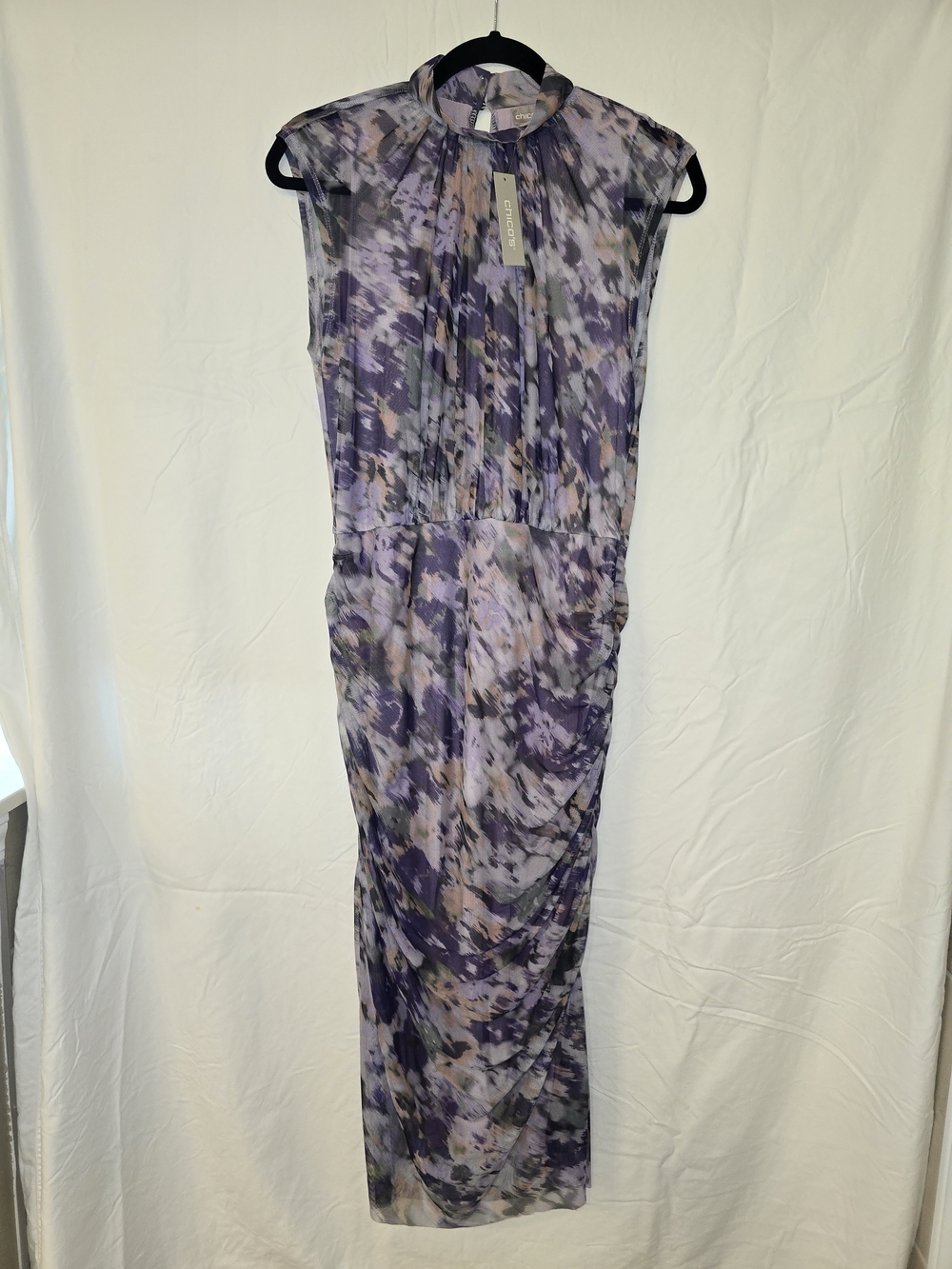 Chico's Purple Multi Watercolor Sleeveless Maxi Dress